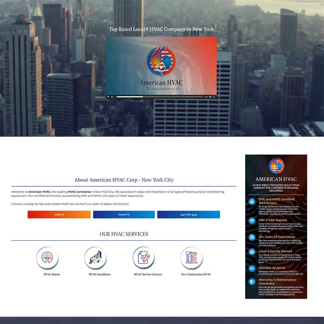 digital marketing for HVAC company in NYC