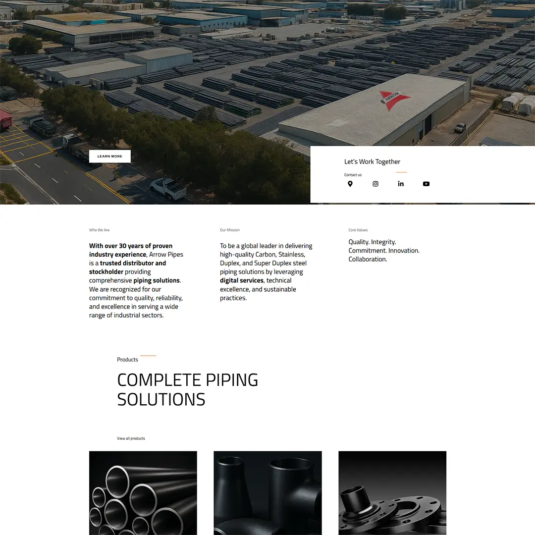 digital marketing for Arrow Pipes